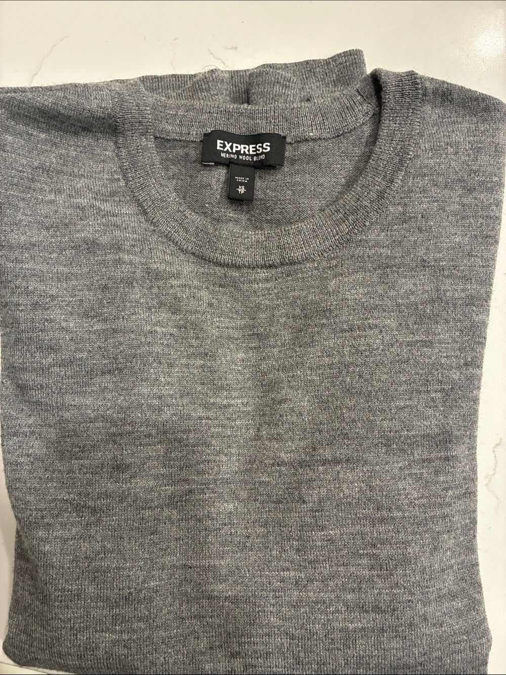 Express Men's Heather Gray Crewneck Sweater